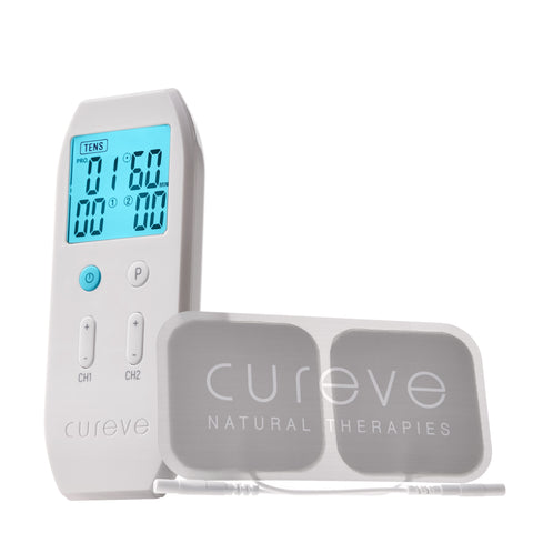 Cureve Tens + EMS Unit Combination Pain Relief System and Muscle Stimulator - Professional, Rechargeable, Portable and Powerful